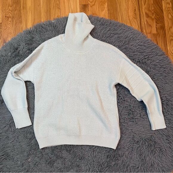 The Burgess Frost Blue The Willow Cotton Cashmere Turtleneck Sweater Size M NWT - Picture 2 of 6